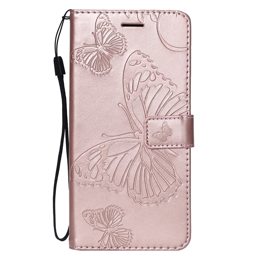 KT Impression de Fleurs Série-2 Impreinte Butterfly Fleur Portefeuille en Cuir Magile Couvre Pour Huawei Mate 20 Lite - or Rose