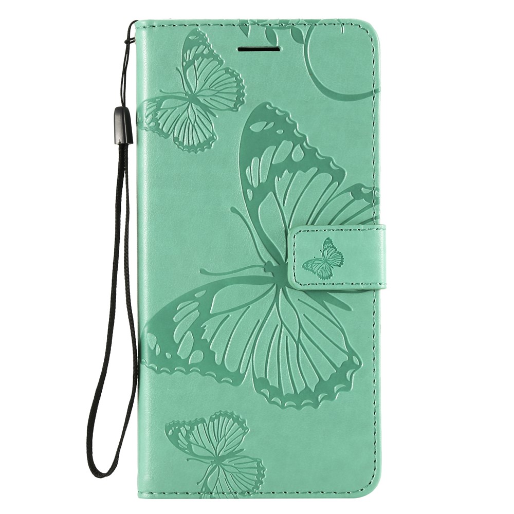 Imprint Butterfly Flower Leather Wallet Magnetic Stand Casing for Huawei Mate 20 Lite - Cyan-2