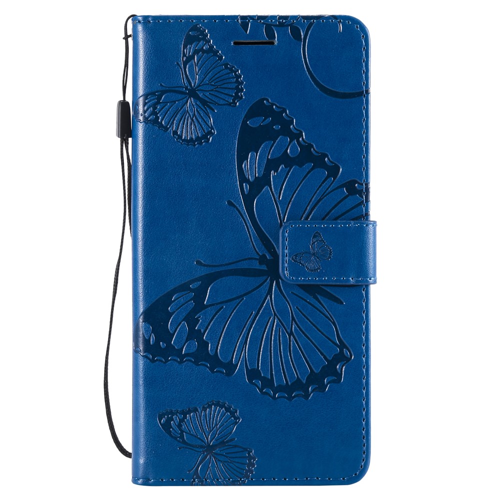 Imprint Butterfly Flower Leather Wallet Magnetic Stand Protective Cover for Huawei Mate 20 Lite - Blue-2