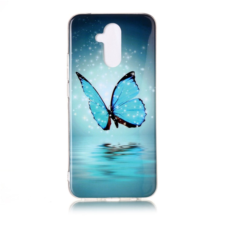 Noctilucent IMD TPU Cell Phone Case for Huawei Mate 20 Lite / Maimang 7 - Blue Butterfly-2