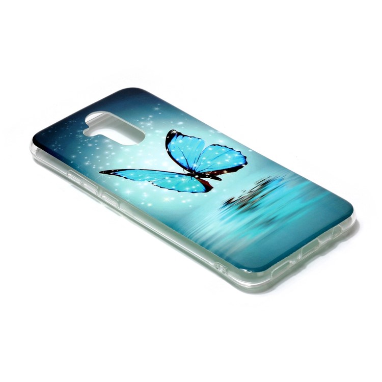 Noctilucent IMD TPU Cell Phone Case for Huawei Mate 20 Lite / Maimang 7 - Blue Butterfly-3