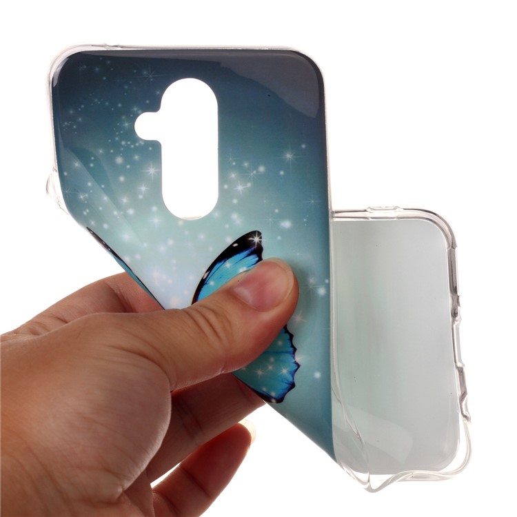 Noctilucent IMD TPU Cell Phone Case for Huawei Mate 20 Lite / Maimang 7 - Blue Butterfly-4