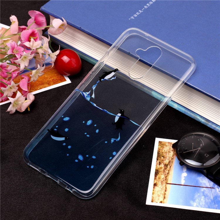 Pattern Printing IMD TPU Mobile Phone Case for Huawei Mate 20 Lite / Maimang 7 - Sea and Penguin-1