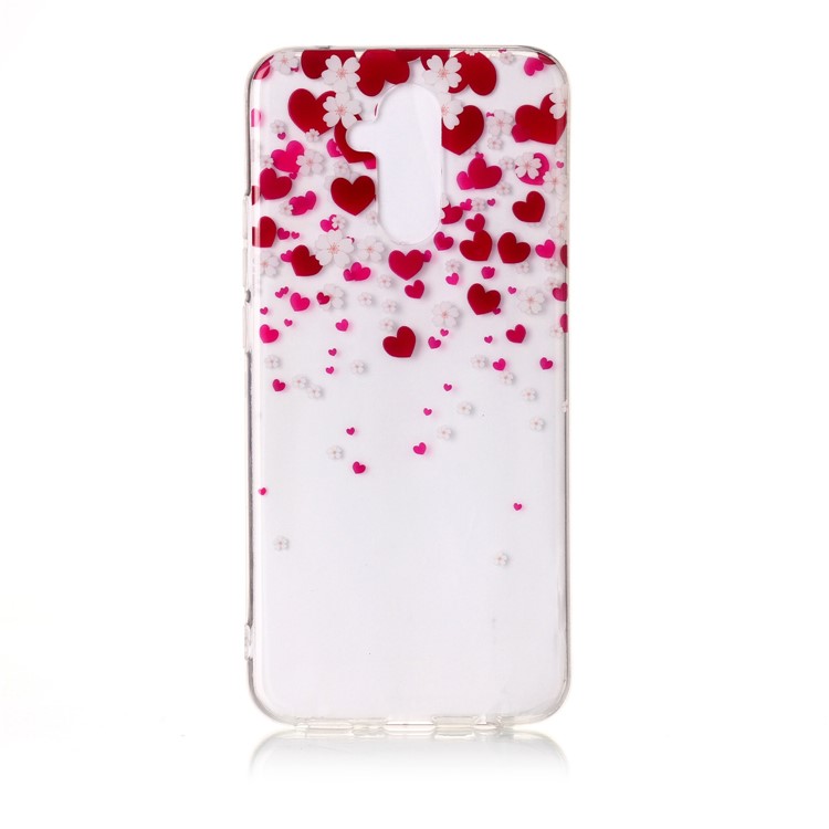 Pattern Printing IMD TPU Cellphone Case for Huawei Mate 20 Lite / Maimang 7 - Red Heart and White Flower-2