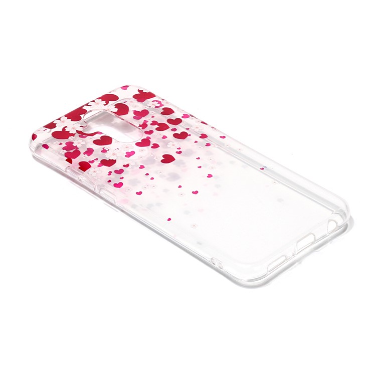 Pattern Printing IMD TPU Cellphone Case for Huawei Mate 20 Lite / Maimang 7 - Red Heart and White Flower-3