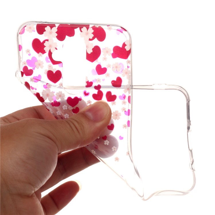 Pattern Printing IMD TPU Cellphone Case for Huawei Mate 20 Lite / Maimang 7 - Red Heart and White Flower-4