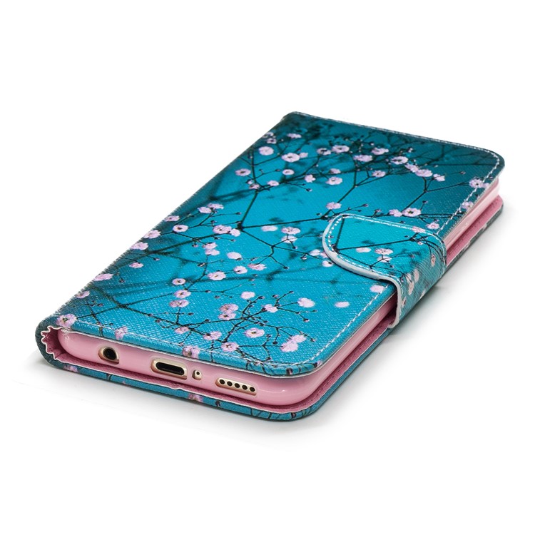 Pattern Printing PU Leather Wallet Stand Phone Case for Huawei Mate 20 Lite / Maimang 7 - Tree with Flowers-11