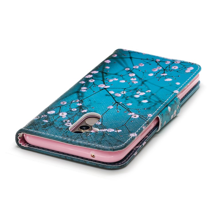 Pattern Printing PU Leather Wallet Stand Phone Case for Huawei Mate 20 Lite / Maimang 7 - Tree with Flowers-12