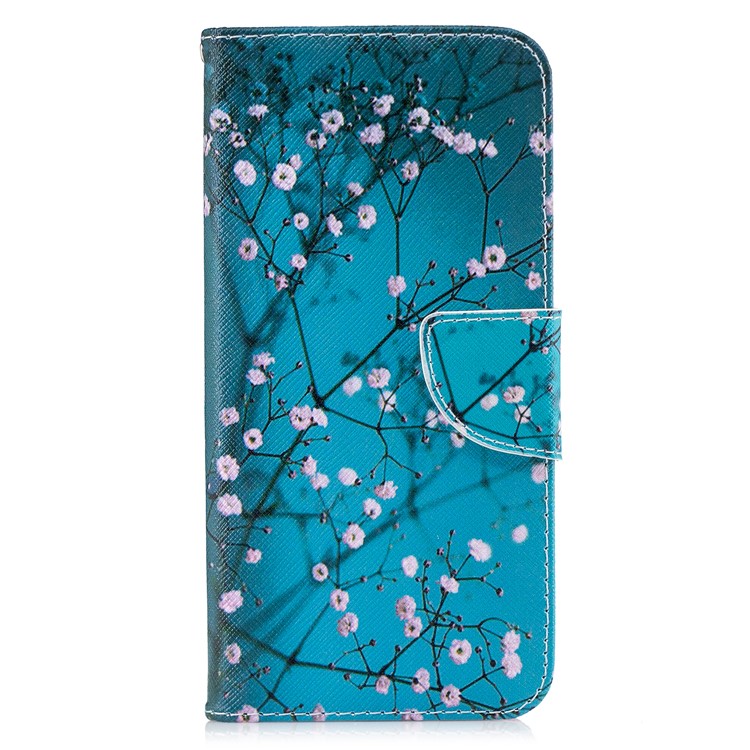Pattern Printing PU Leather Wallet Stand Phone Case for Huawei Mate 20 Lite / Maimang 7 - Tree with Flowers-7