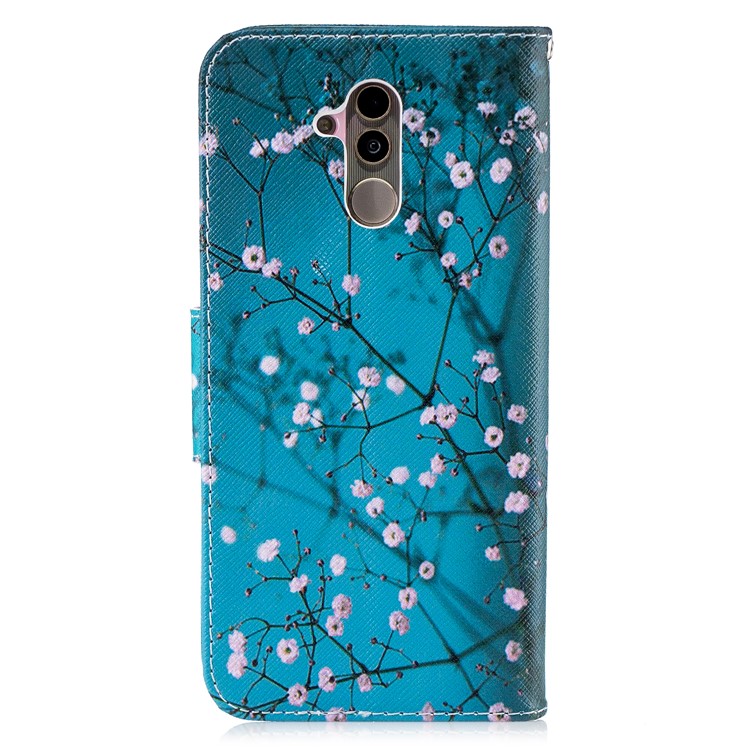 Pattern Printing PU Leather Wallet Stand Phone Case for Huawei Mate 20 Lite / Maimang 7 - Tree with Flowers-8