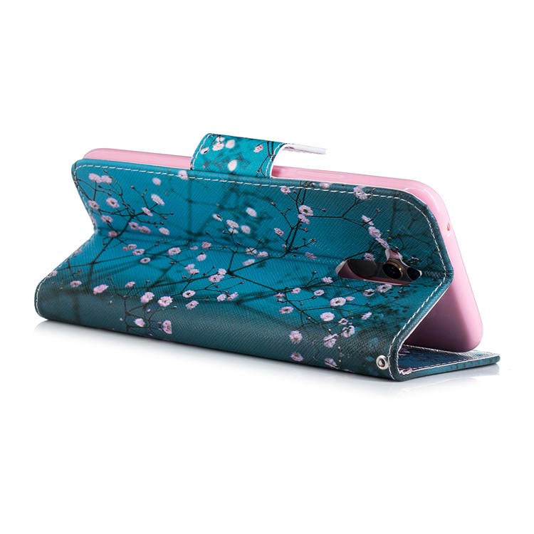 Pattern Printing PU Leather Wallet Stand Phone Case for Huawei Mate 20 Lite / Maimang 7 - Tree with Flowers-9