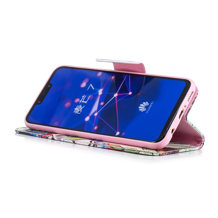 Pattern Printing PU Leather Wallet Stand Phone Cover for Huawei Mate 20 Lite / Maimang 7 - Colorized Tree-10