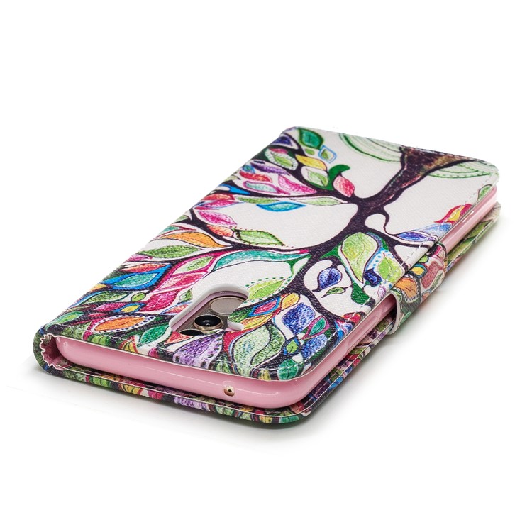 Pattern Printing PU Leather Wallet Stand Phone Cover for Huawei Mate 20 Lite / Maimang 7 - Colorized Tree-12