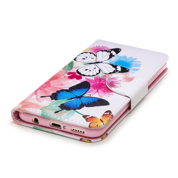 Pattern Printing PU Leather Wallet Stand Phone Case Shell for Huawei Mate 20 Lite / Maimang 7 - Colorful Butterflies-11