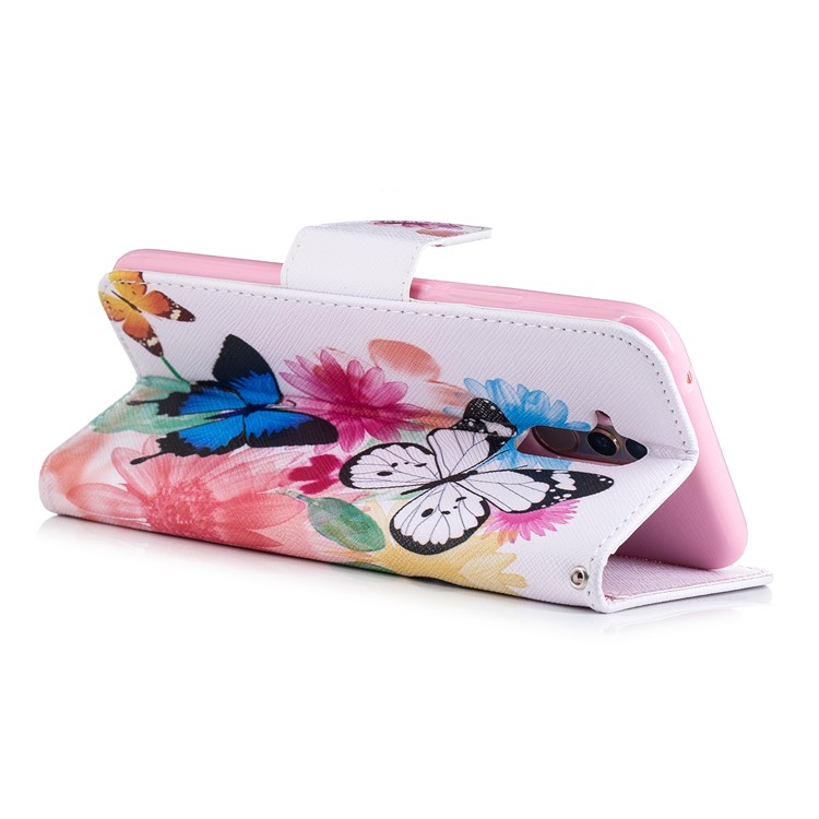 Pattern Printing PU Leather Wallet Stand Phone Case Shell for Huawei Mate 20 Lite / Maimang 7 - Colorful Butterflies-9