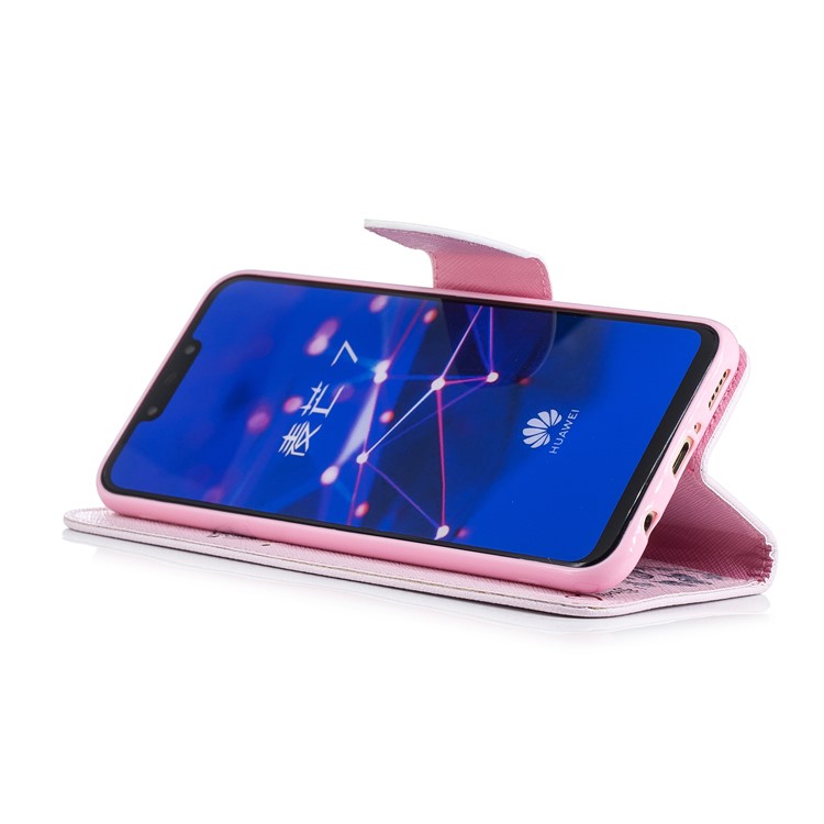 Pattern Printing PU Leather Wallet Stand Phone Casing for Huawei Mate 20 Lite / Maimang 7 - Giraffe Wearing Glasses-10