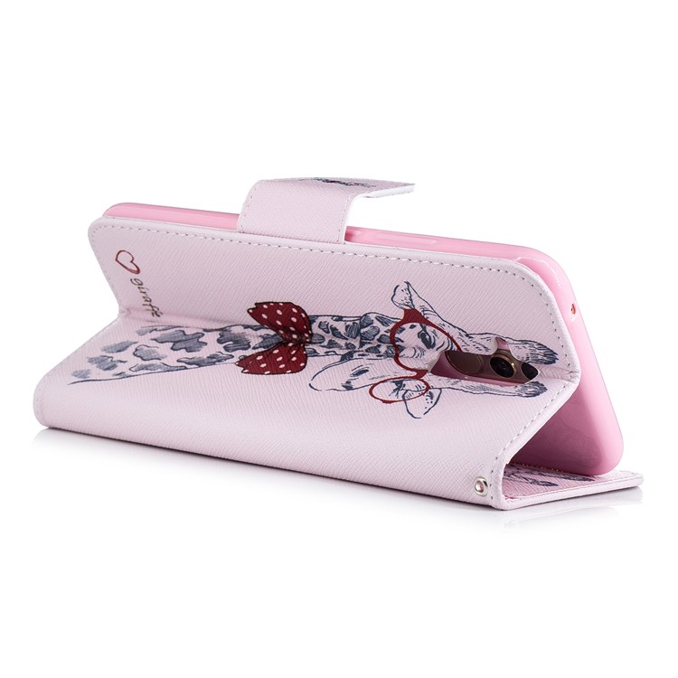 Pattern Printing PU Leather Wallet Stand Phone Casing for Huawei Mate 20 Lite / Maimang 7 - Giraffe Wearing Glasses-9
