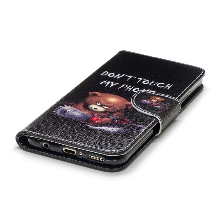 Pattern Printing PU Leather Wallet Stand Phone Accessory Case for Huawei Mate 20 Lite / Maimang 7 - Bear And Its Warnings-11