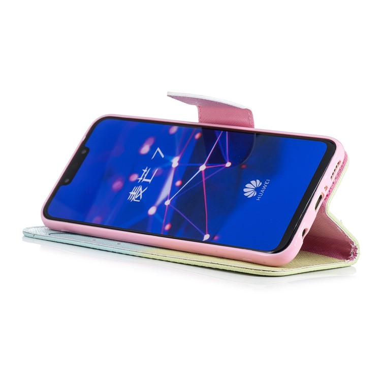 Pattern Printing PU Leather Wallet Stand Mobile Cover for Huawei Mate 20 Lite / Maimang 7 - Feather Pattern-10