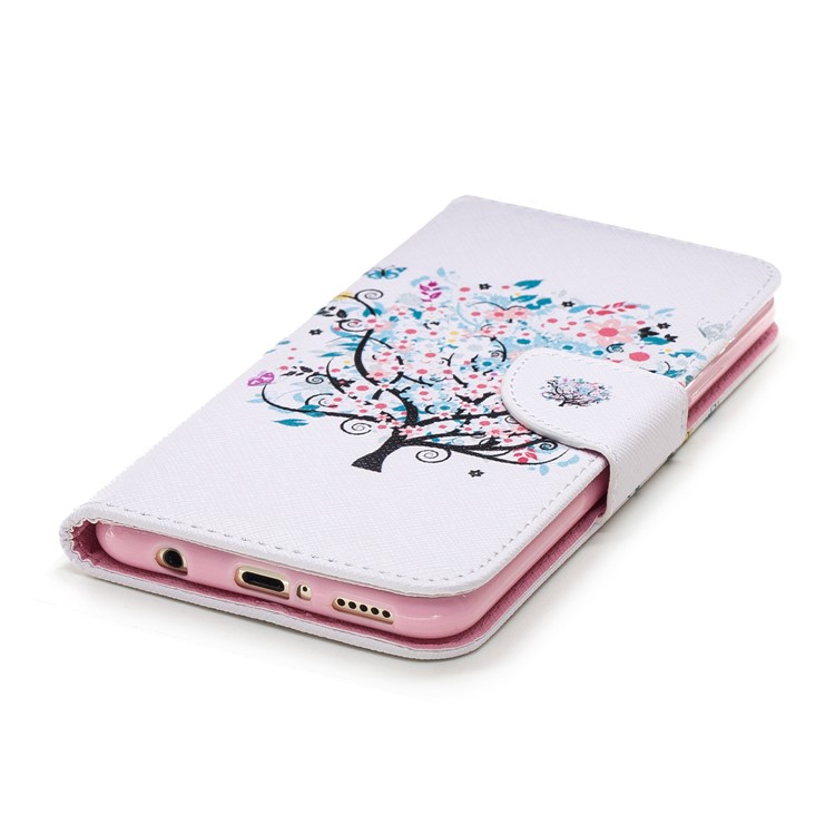 Pattern Printing PU Leather Wallet Stand Cellphone Case for Huawei Mate 20 Lite / Maimang 7 - Flowered Tree-11