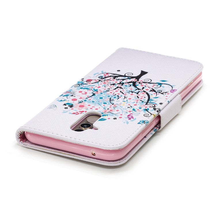 Pattern Printing PU Leather Wallet Stand Cellphone Case for Huawei Mate 20 Lite / Maimang 7 - Flowered Tree-12