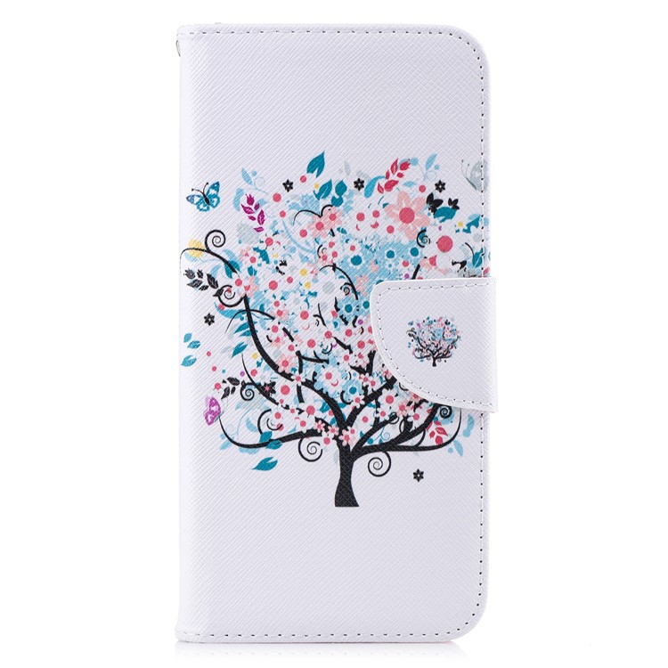 Pattern Printing PU Leather Wallet Stand Cellphone Case for Huawei Mate 20 Lite / Maimang 7 - Flowered Tree-7