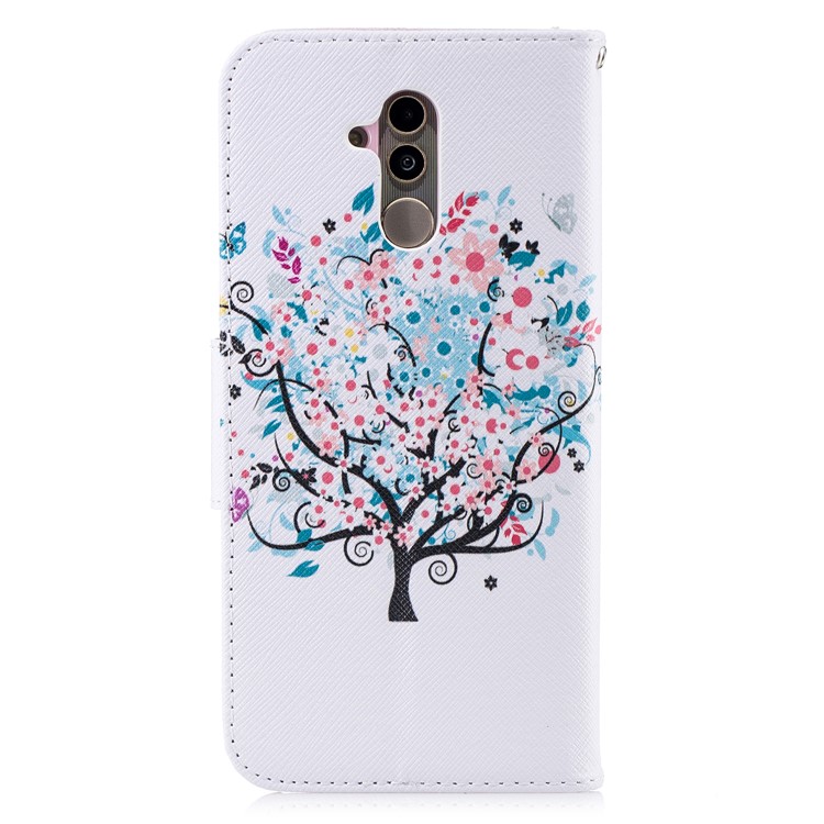Pattern Printing PU Leather Wallet Stand Cellphone Case for Huawei Mate 20 Lite / Maimang 7 - Flowered Tree-8