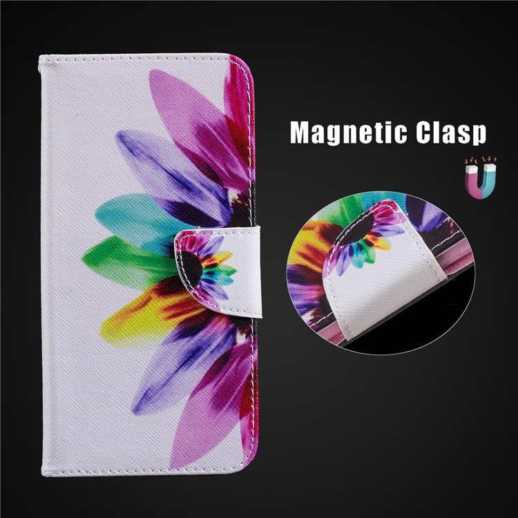 Pattern Printing PU Leather Wallet Stand Mobile Shell for Huawei Mate 20 Lite / Maimang 7 - Petals Pattern-3