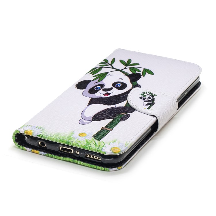 For Huawei Mate 20 Lite / Maimang 7 Patterned Wallet Magnetic Leather Casing with Stand - Panda on Bamboo-11