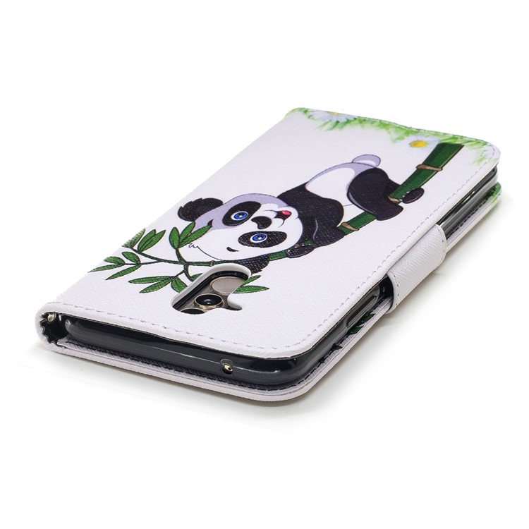 For Huawei Mate 20 Lite / Maimang 7 Patterned Wallet Magnetic Leather Casing with Stand - Panda on Bamboo-12