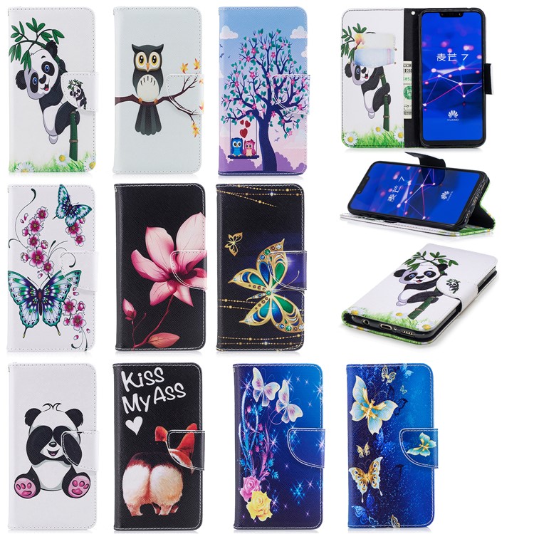 For Huawei Mate 20 Lite / Maimang 7 Patterned Wallet Magnetic Leather Casing with Stand - Panda on Bamboo-14