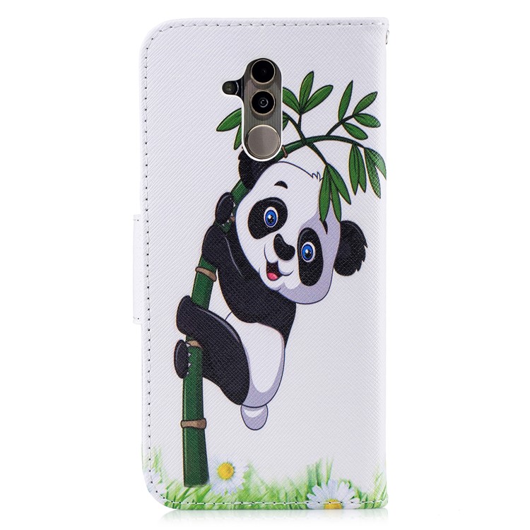 For Huawei Mate 20 Lite / Maimang 7 Patterned Wallet Magnetic Leather Casing with Stand - Panda on Bamboo-8