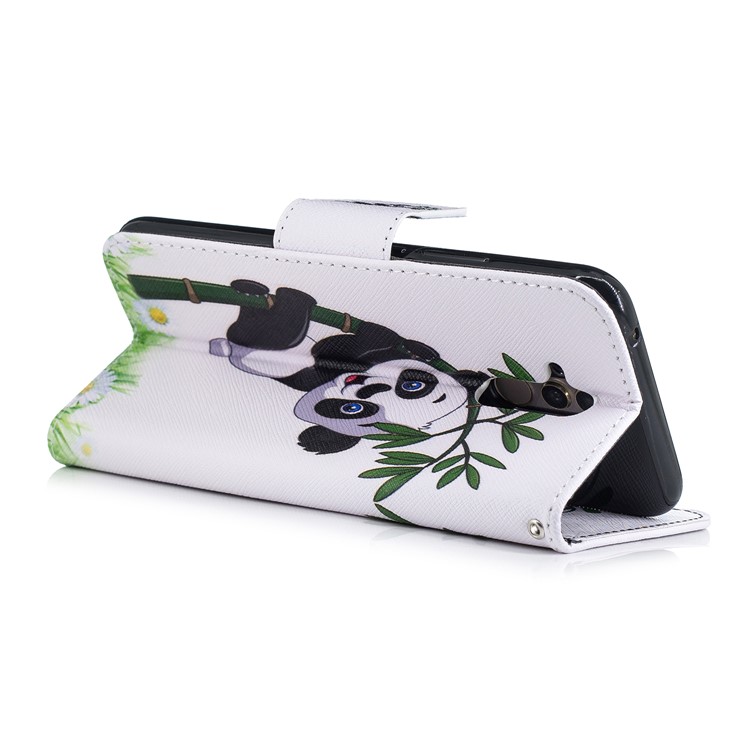 For Huawei Mate 20 Lite / Maimang 7 Patterned Wallet Magnetic Leather Casing with Stand - Panda on Bamboo-9