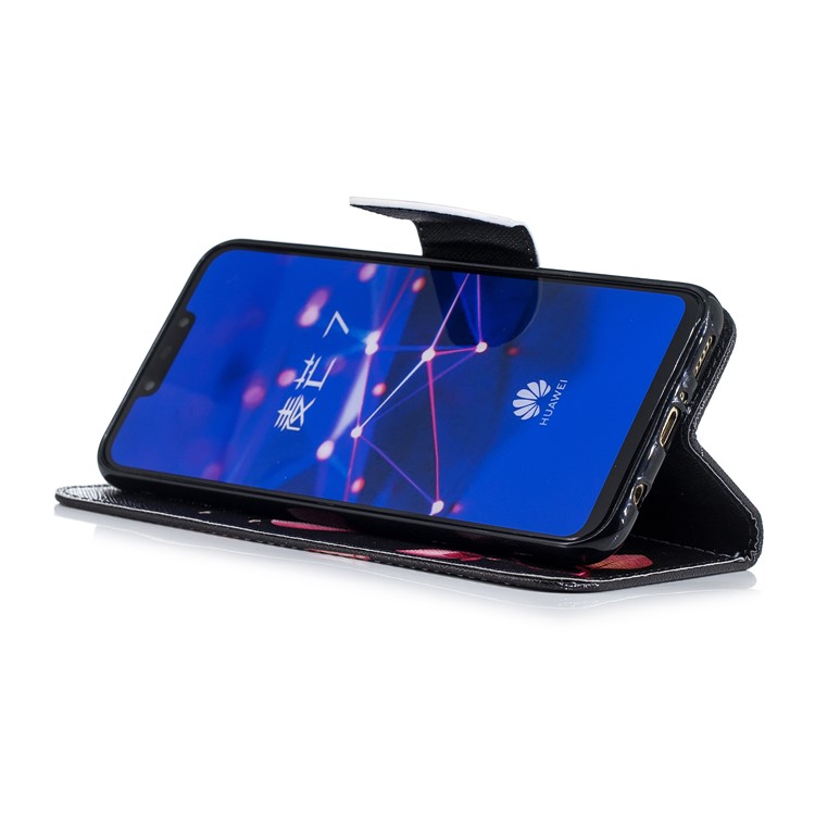 For Huawei Mate 20 Lite / Maimang 7 Patterned Wallet Magnetic Leather Cover with Stand - Pink Flower-10