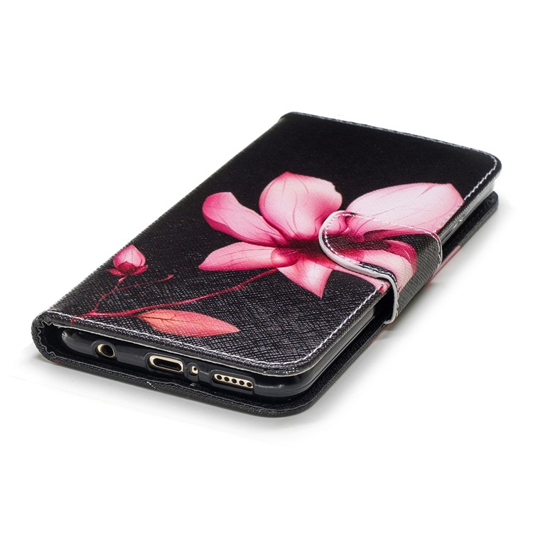 For Huawei Mate 20 Lite / Maimang 7 Patterned Wallet Magnetic Leather Cover with Stand - Pink Flower-11