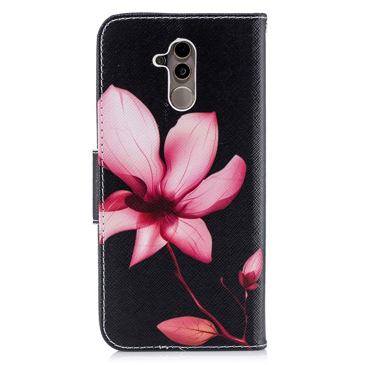 For Huawei Mate 20 Lite / Maimang 7 Patterned Wallet Magnetic Leather Cover with Stand - Pink Flower-8