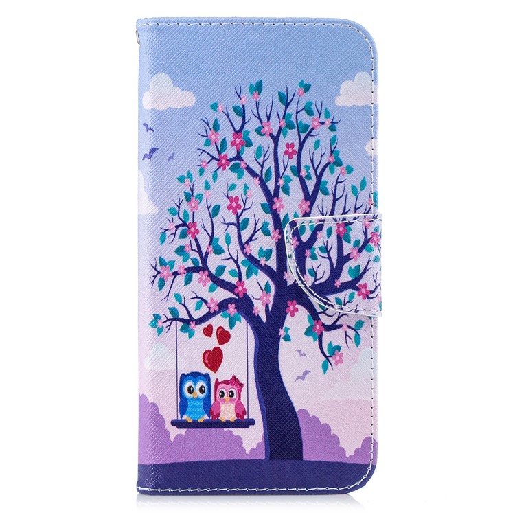 For Huawei Mate 20 Lite / Maimang 7 Patterned Wallet Magnetic Leather Shell with Stand - Owls on Swing-7