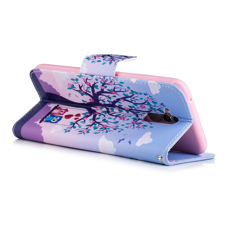 For Huawei Mate 20 Lite / Maimang 7 Patterned Wallet Magnetic Leather Shell with Stand - Owls on Swing-9