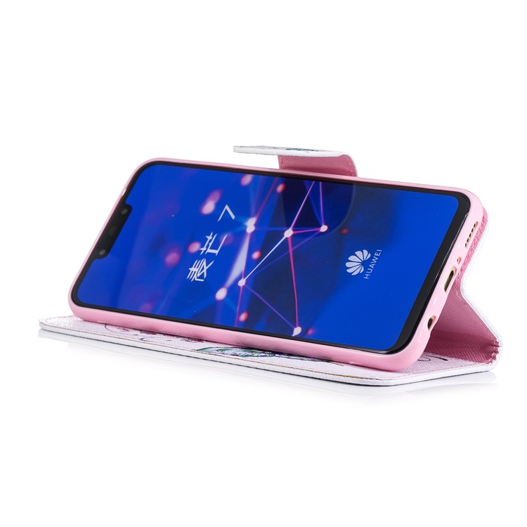 For Huawei Mate 20 Lite / Maimang 7 Patterned Wallet Magnetic Leather Mobile Case with Stand - Butterflies and Flowers-10