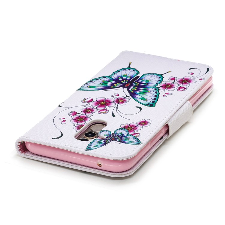 For Huawei Mate 20 Lite / Maimang 7 Patterned Wallet Magnetic Leather Mobile Case with Stand - Butterflies and Flowers-12