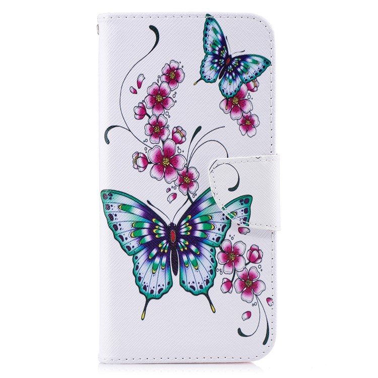 For Huawei Mate 20 Lite / Maimang 7 Patterned Wallet Magnetic Leather Mobile Case with Stand - Butterflies and Flowers-7