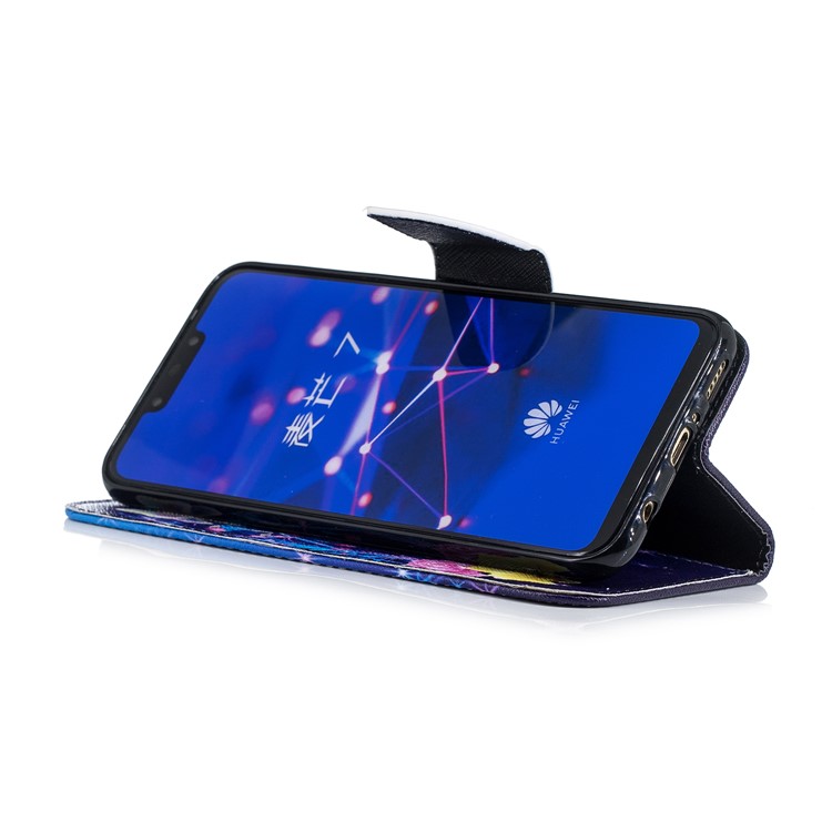 For Huawei Mate 20 Lite / Maimang 7 Patterned Wallet Magnetic Leather Shell Case with Stand - Crystal Butterfly and Flower-10