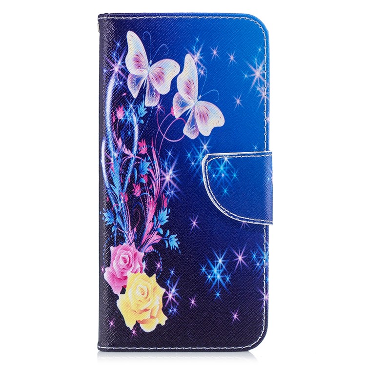 For Huawei Mate 20 Lite / Maimang 7 Patterned Wallet Magnetic Leather Shell Case with Stand - Crystal Butterfly and Flower-7