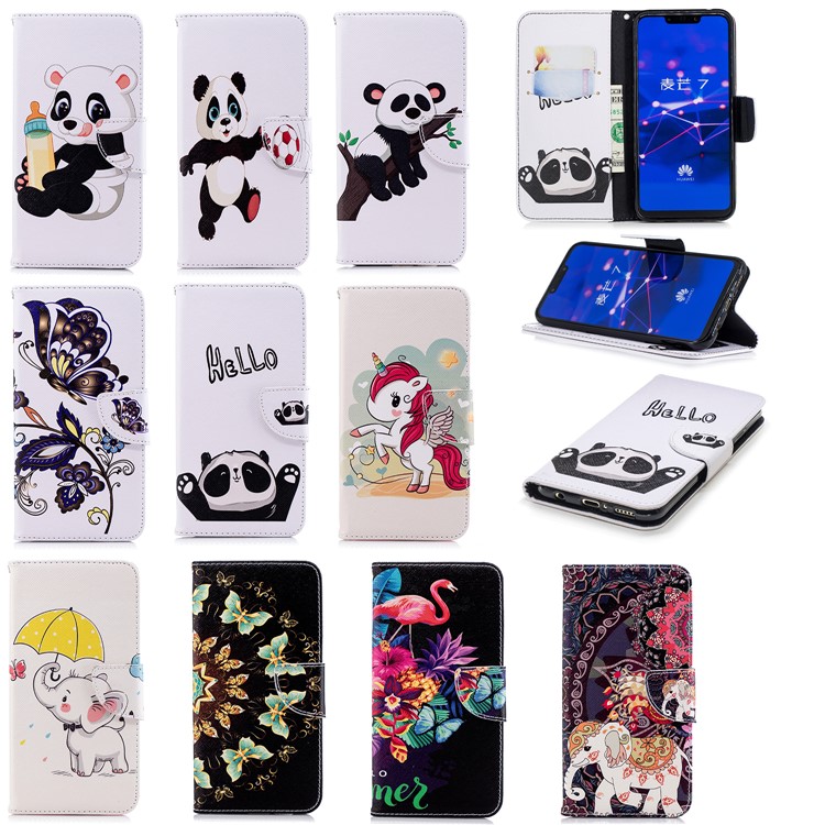 Pattern Printing Wallet Stand Leather Casing for Huawei Mate 20 Lite / Maimang 7 - Unicorn-14