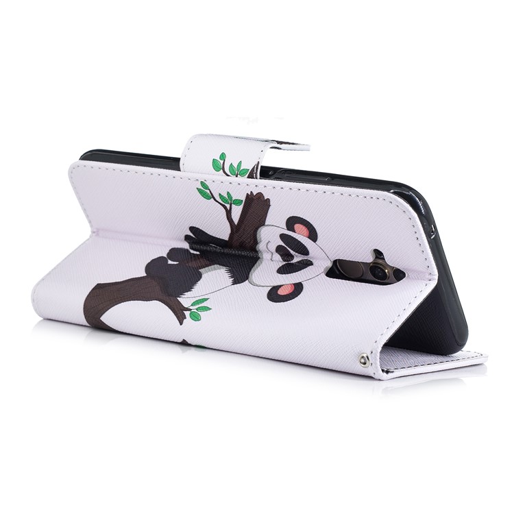 Pattern Printing Wallet Stand Leather Cover for Huawei Mate 20 Lite / Maimang 7 - Panda on the Tree-9