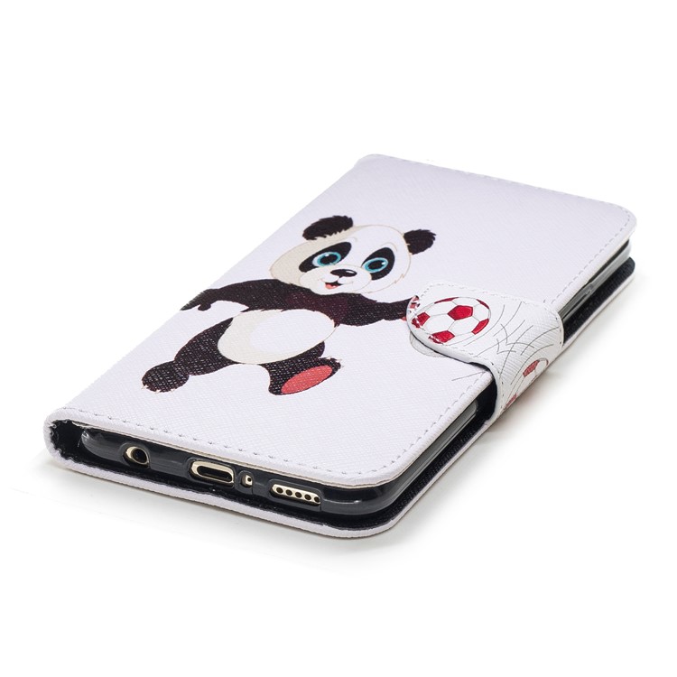 Pattern Printing Wallet Stand Leather Shell for Huawei Mate 20 Lite / Maimang 7 - Panda Playing Football-11