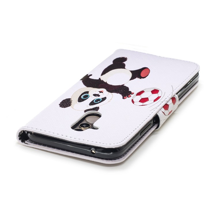 Pattern Printing Wallet Stand Leather Shell for Huawei Mate 20 Lite / Maimang 7 - Panda Playing Football-12