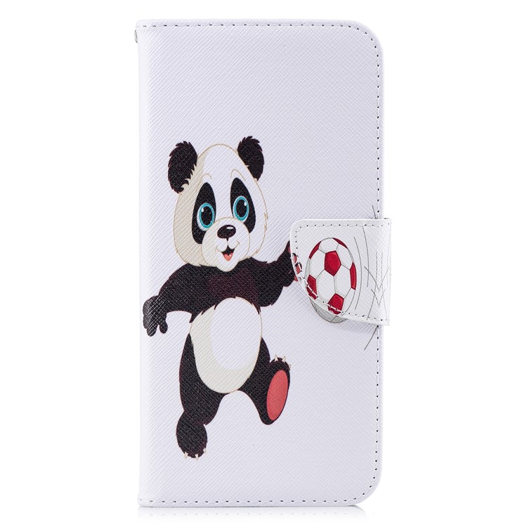 Pattern Printing Wallet Stand Leather Shell for Huawei Mate 20 Lite / Maimang 7 - Panda Playing Football-7