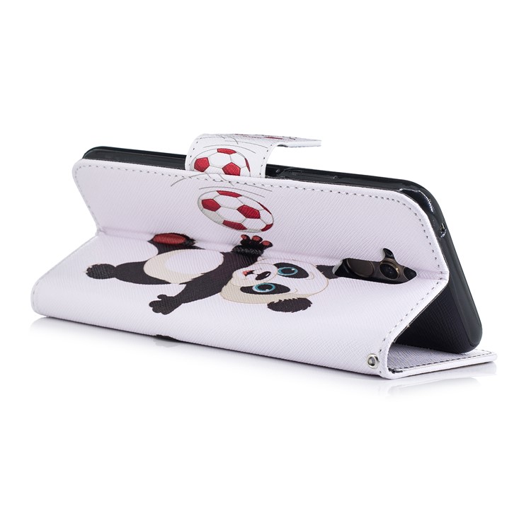 Pattern Printing Wallet Stand Leather Shell for Huawei Mate 20 Lite / Maimang 7 - Panda Playing Football-9