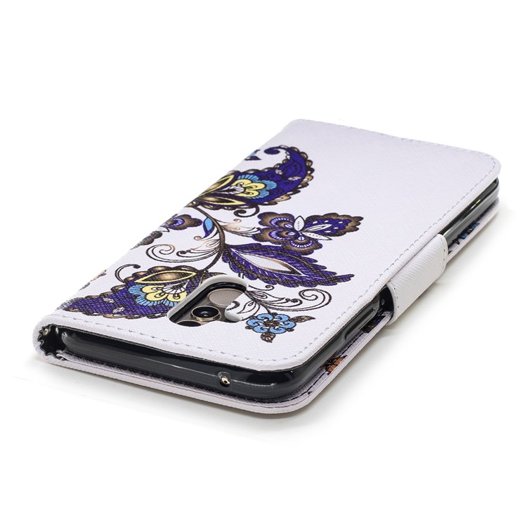 Pattern Printing Wallet Stand Leather Accessory Case for Huawei Mate 20 Lite / Maimang 7 - Butterfly and Flower-12